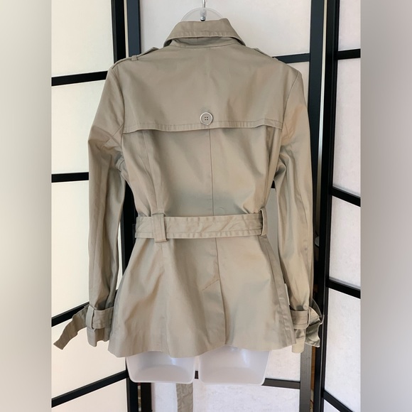 Joan Rivers (QVC) Double Breasted Short Trench Coat ~ Khaki Cotton ~ Size M - Picture 3 of 16